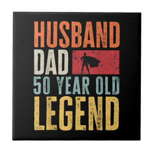 Mannen 50e verjaardag Pap Husband Legend Funny Vin Tegeltje