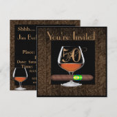 MANNEN 50ste Verjaardag UITNODIGINGEN COGNAC SJABL (Voorkant / Achterkant)
