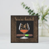 MANNEN 50ste Verjaardag UITNODIGINGEN COGNAC SJABL (Staand voorkant)