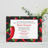 Mannen 60e Red Hot Pepper Birthday-uitnodigingen Kaart (Staand voorkant)