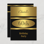 Mannen 60e verjaardag Gold Black Kaart (Voorkant / Achterkant)