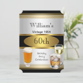  Mannen 60e verjaardag Gold Silver Beer Kaart (Staand voorkant)