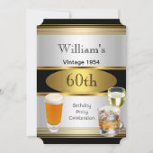  Mannen 60e verjaardag Gold Silver Beer Kaart (Voorkant)