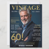 Mannen 60e verjaardag - goud en marine kaart (Voorkant)