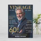 Mannen 60e verjaardag - goud en marine kaart (Staand voorkant)