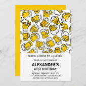 Mannen 61e verjaardagsuitnodiging Cheers and Beers Kaart (Voorkant / Achterkant)