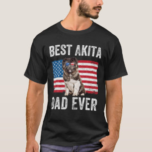 Mannen Akita Dad American Flag American Akita Dog T-shirt