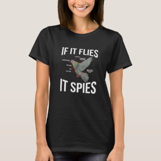 Mannen als het vliegt het spioneert koele duif dui t-shirt