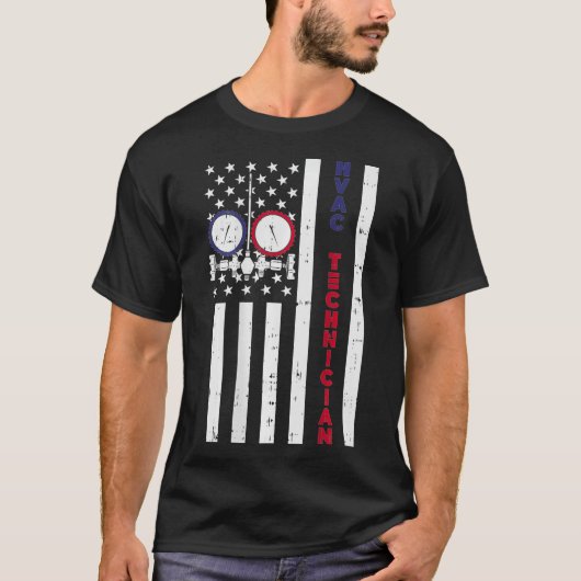 Mannen -Amerikaans Vlag HVAC-technicus US HVAC T-shirt (Voorkant)