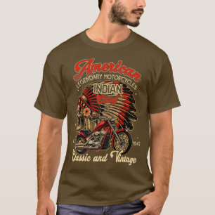 Mannen -Amerikaanse motorfiets Indische oude motor T-shirt