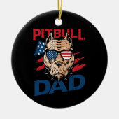 Mannen Amerikaanse Pitbull Pap, 4 juli Keramisch Ornament (Voorkant)