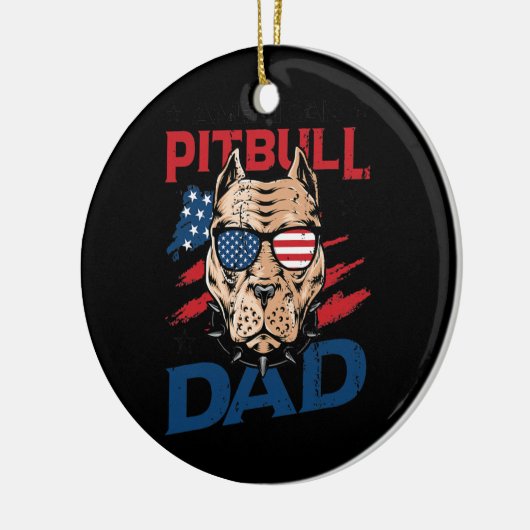 Mannen Amerikaanse Pitbull Pap, 4 juli Keramisch Ornament (Links)