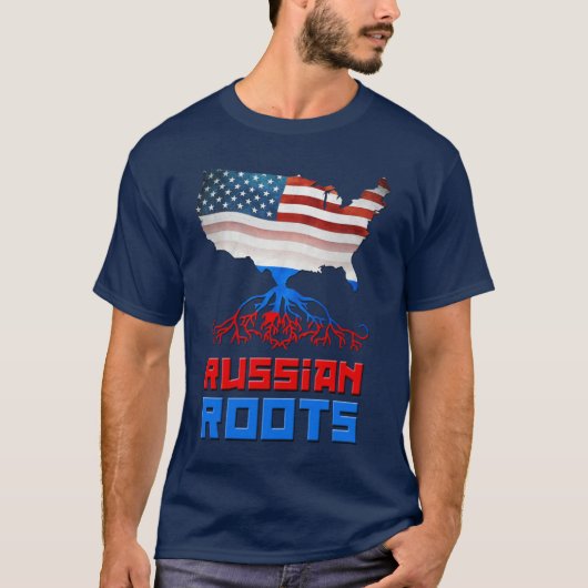Mannen Amerikaanse Russische Roots T-shirt (Voorkant)