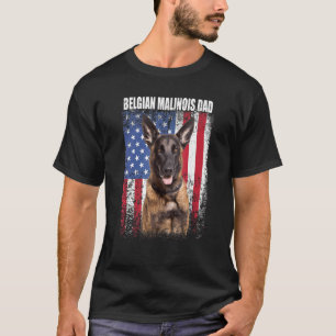 Mannen  Amerikaanse vlag Belgische Malinois papa F T-shirt