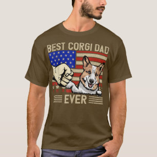 Mannen Amerikaanse vlag Best Corgi Dad 4 juli Fath T-shirt