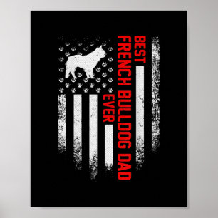 Mannen Amerikaanse vlag Best French Bulldog Poster