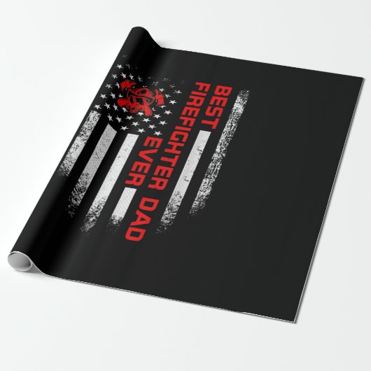 Mannen Amerikaanse vlag Beste brandweerman Cadeaupapier (Uitgerold)