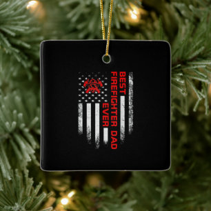 Mannen Amerikaanse vlag Beste brandweerman Keramisch Ornament