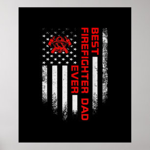 Mannen Amerikaanse vlag Beste brandweerman Poster