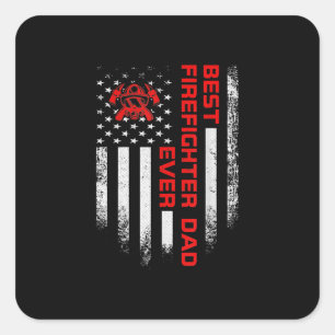 Mannen Amerikaanse vlag Beste brandweerman Vierkante Sticker