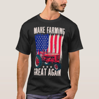 Mannen Amerikaanse vlag Boerderij Tractor Farming T-shirt