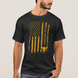 Mannen Amerikaanse vlag Bonus Pap Bijenteelt Vet T-shirt