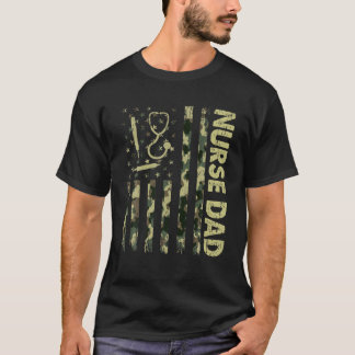 Mannen Amerikaanse vlag Camouflage Nurse Dad Patri T-shirt