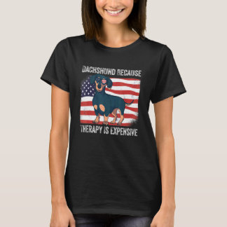 Mannen -Amerikaanse vlag Dachshund omdat Thera T-shirt