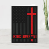 Mannen Amerikaanse Vlag Jezus Houdt Van Jou Christ Kaart (Voorkant)