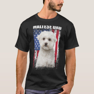 Mannen Amerikaanse vlag Maltese papa dog voor fa T-shirt