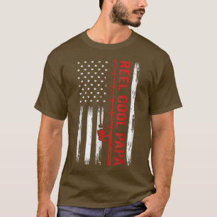 Mannen Amerikaanse vlag Vist Reel Cool Papa Father T-shirt