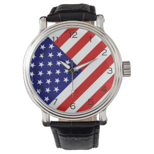 Mannen Amerikaanse vlaggetallen Horloge