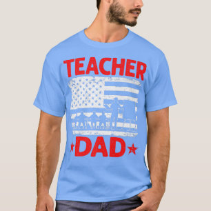 Mannen Amerikaanse vlagleraar vader patriottisch v T-shirt