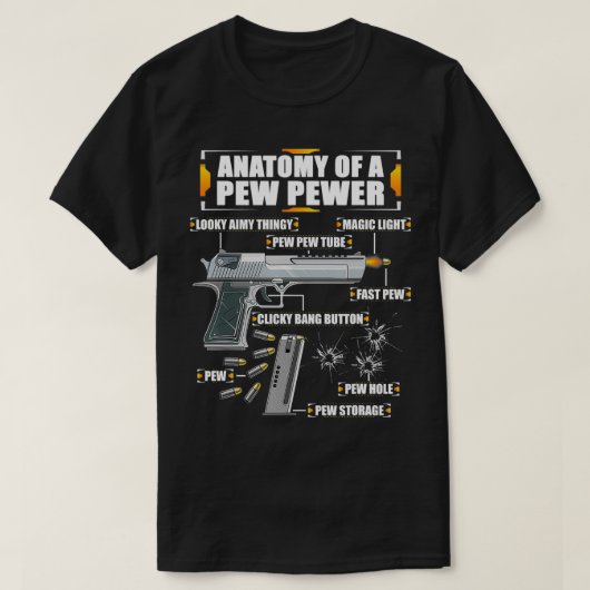 Mannen anatomie van een Pew Pewer Ammo Pistool 9 m T-shirt (Design voorkant)