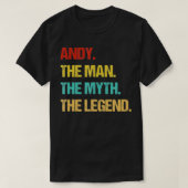 Mannen Andy, het Man en de mythe. T-shirt (Design voorkant)
