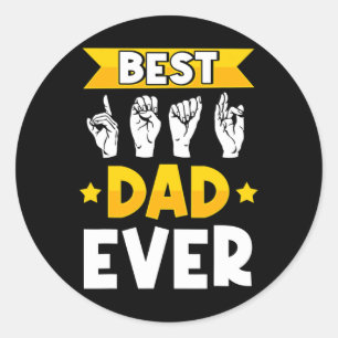 Mannen ASL Gebarentaal Doof Bewustzijn en Dove Pap Ronde Sticker