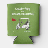 Mannen Bachelor Party Golf Thema Naam Datum Blikjeskoeler (Voorkant)