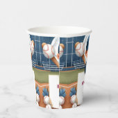 Mannen Ball Wood Game Team Honkbal 1e Verjaardag Papieren Bekers (Rechts)