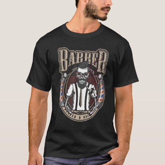 Mannen barber schedel met Stropdas van bril en flu T-shirt (Voorkant)