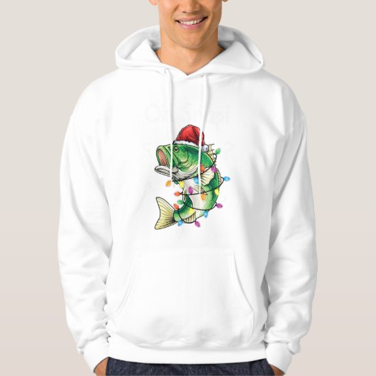 Mannen bas Vist Kerstmis Hoodie (Voorkant)