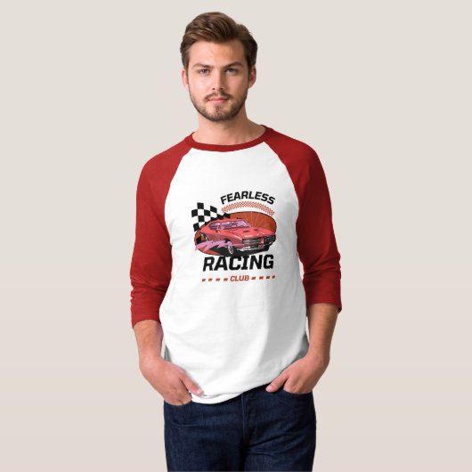 Mannen Basic 3/4 Sleeve Raglan T-shirt rood (Voorkant volledig)