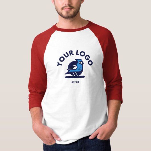 Mannen Basic 3/4 T-shirt - wit/rood (Voorkant)