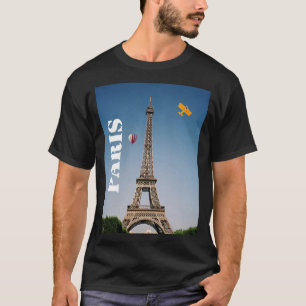 Mannen Basic Dark T-Shirt Paris Frankrijk Eiffelto