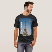Mannen Basic Dark T-Shirt Paris Frankrijk Eiffelto (Voorkant volledig)