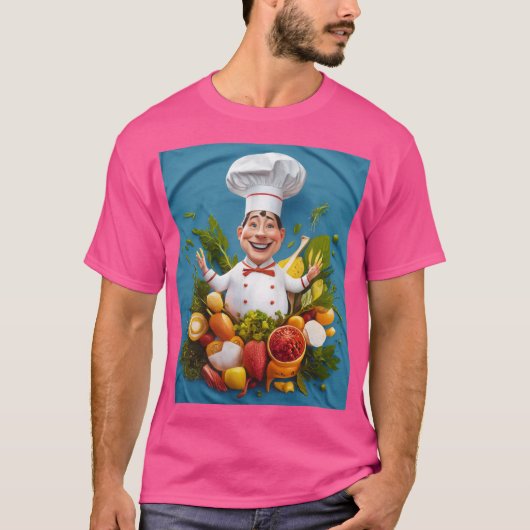 Mannen Basic Donker T-shirt met vrolijke chef-kok (Voorkant)