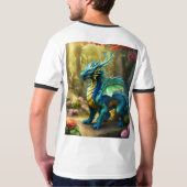 Mannen Basic Ringer T-shirt Whimsical Dragon T-shi (Achterkant)