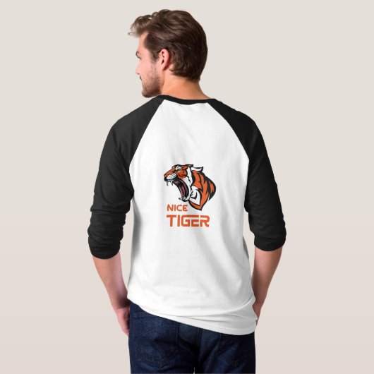 Mannen Basic Sleeve Raglan T-Shirt met NICE TIGER (Achterkant volledig)