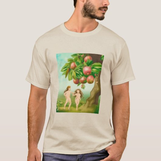 Mannen Basic T-Shirt Eden's Serenity - Adam en Eva (Voorkant)
