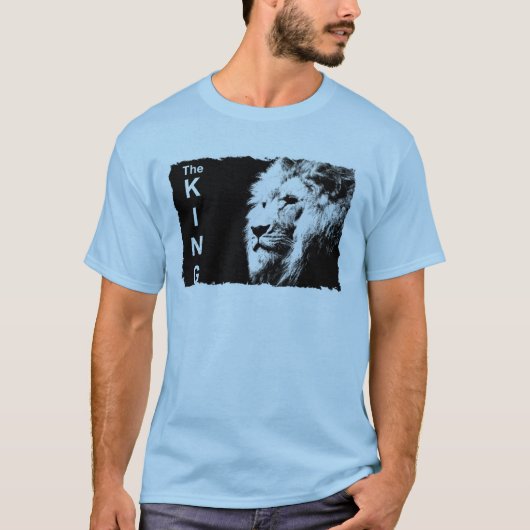 Mannen Basic TShirts Pop Art Lion Face Light Blue (Voorkant)