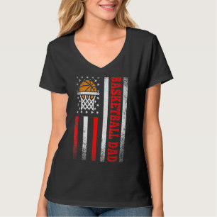 Mannen Basketball Papa Amerikaanse vlag Vlaggensp T-shirt